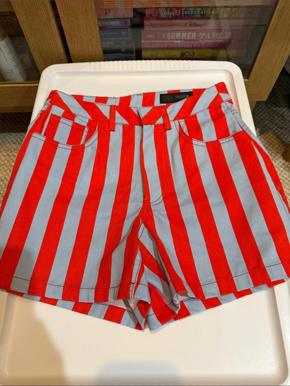 NEW Zara Striped High-Waist mom Shorts Size 2 XS